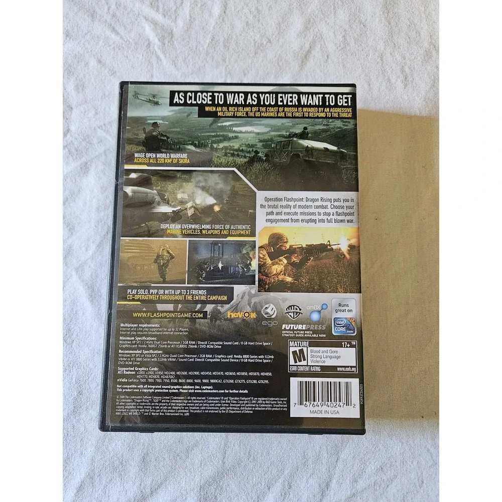 Operation Flashpoint Dragon Rising PC DVD Complete CIB‎ w/ Manual Codemasters